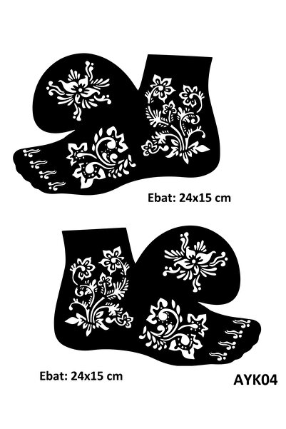 Airbrush Tattoo Gür Çiçekler 2 Adet Ayak Kına Kalıbı Sadece Kalıp Kınasız