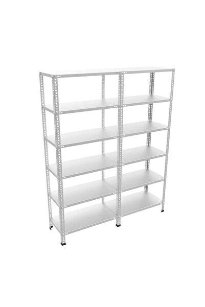 Rafistan 6 Katlı Duble Galvaniz Çelik Raf. Depo, Arşiv, Dosya Rafı 43x186x150 cm