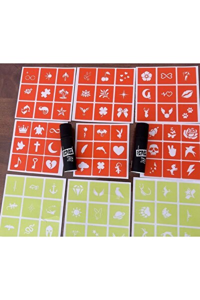 Airbrush Tattoo 2 Dark Siyah Spray Tattoo ve 81 Desen Hediyeli Geçici Dövme Seti