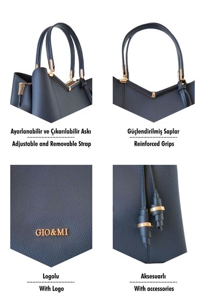 gio&mi Dastin El Ve Omuz Çantası Çok Gözlü Kullanışlı - Lacivert