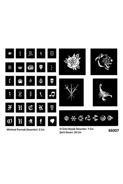 Airbrush Tattoo El Üstü ve Parmak için Geçici Dövme Şablonları Spreysiz Sadec...