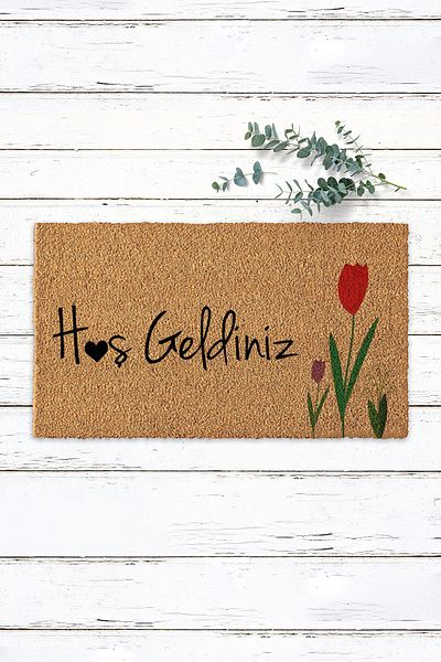 Paspas Yap Koko Doormat Door Mat Door Mat PVC Base Colored Lavender Welcome Written