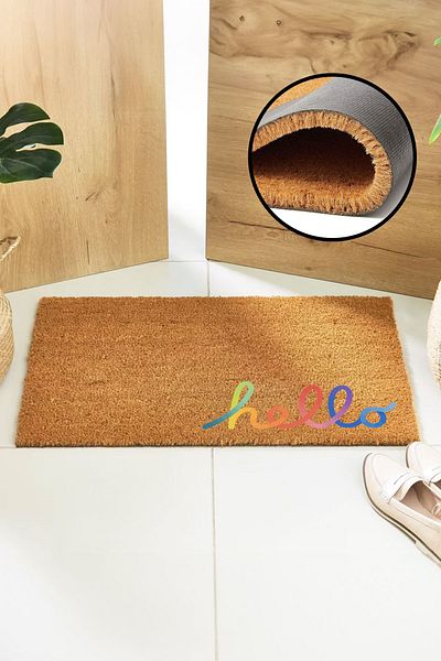 Paspas Yap Colorful Hello Written Door Mat Koko Mat Outside Door Mat Bristle Mat