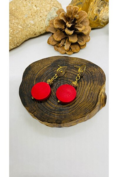 Porsuk Alternatif أقراط نسائية خشبية مصنوعة يدوياً من النحاس