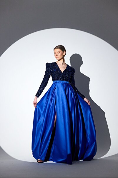 Tangül&Ali'S Moda Evi Payetli Mavi Abiye