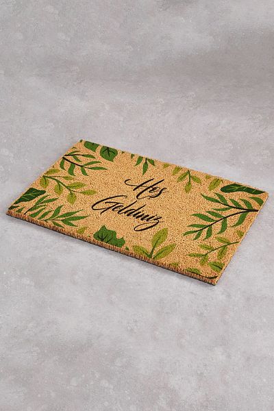 Paspas Yap Floral Patterned Door Mat Door Mat Koko Mat Bristle Mat Apartment Apartment Mat