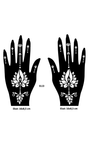 Airbrush Tattoo Lotus Desenler El Üstü 2 Adet Kına Kalıbı Kınasız Sadece Desen