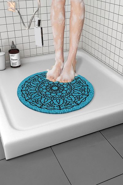 Paspas Yap 40x60 Cm Non-Slip Water Absorbent Bath Mat - Round Design, Wet Floor Curly