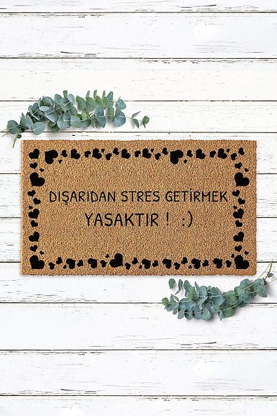 Paspas Yap Heart Frame Prohibited Bringing Stress Outside Mat Koko Mat Outside Door Mat Bristle Mat