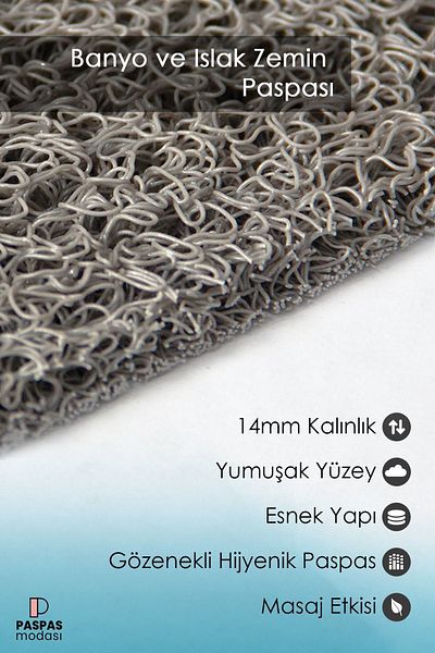 Paspas Yap 40X60 CM Non-Slip and Water Absorbent Fish Bath Mat - Curly Shower Mat