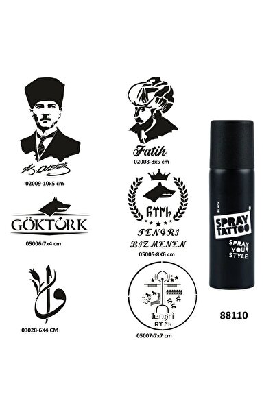 Airbrush Tattoo Fatih Atatürk Spray Tattoo Geçici Dövme Yapma Seti Sprey Dövm...