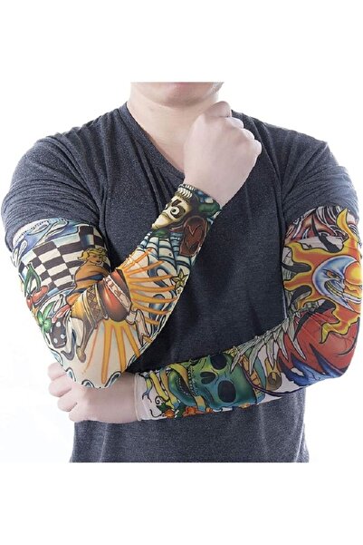 Airbrush Tattoo Giyilebilir Dövme 6 Çift 12 Adet Karma Kol Çorap Dövmesi Seti Sleeve tattoo