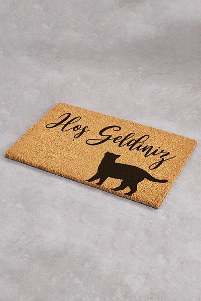 Paspas Yap Welcome Written Cat Door Mat Koko Doormat Exterior Door Mat Home Apartment Apartment Mat Thick