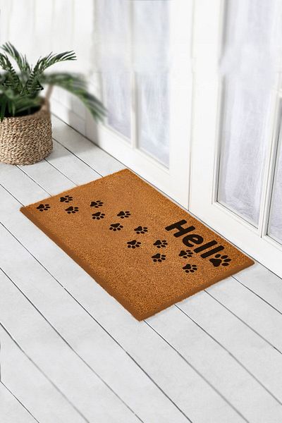 Paspas Yap Hello Written Cat Paw Door Mat Koko Mat Bristle Mat Exterior Door Mat