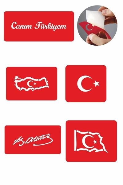 Airbrush Tattoo Canım Türkiyem 5 Adet Geçici Dövme Kına Şablonu
