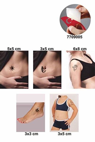 Airbrush Tattoo Doğa Modelleri 5 Adet Geçici Dövme Kına Şablonu