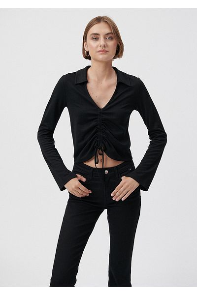 Mavi Gathered Black Top Crop / Short Cut 1611746-900