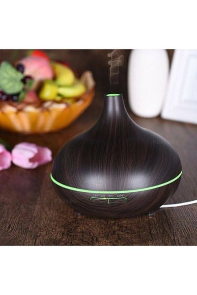 SIGHTZER Aroma Terapi Oda Hava Nemlendirici Işıklı Ultrasonik Buhar Makinesi Ahşap Görünüm 7 Renk Led Işıklı