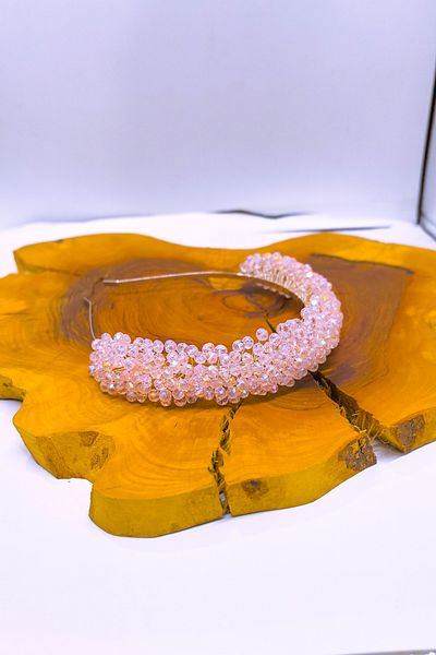 SimgeAksesuar Handmade Powder Pink Crystal Stone Henna and Engagement Crown