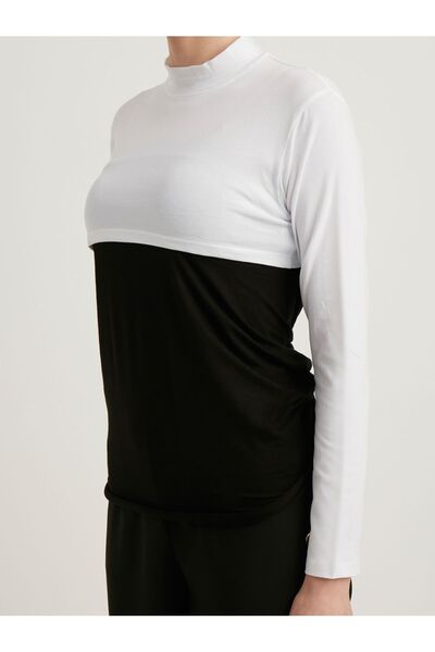 Schaless White Turtleneck Long Sleeve Cotton Bodysuit