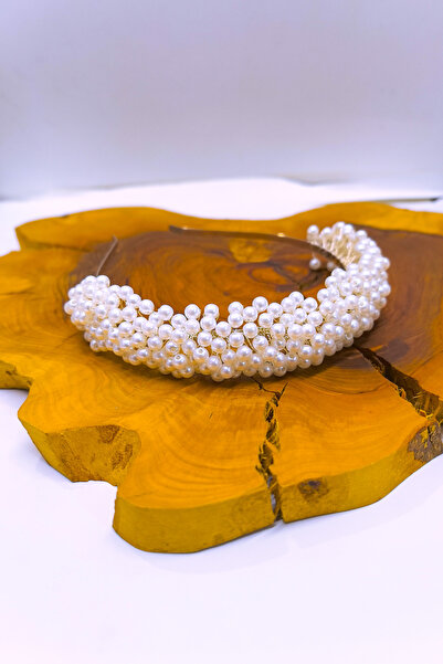 SimgeAksesuar تاج الزفاف وإكسسوارات الشعر الأنيقة والأنيقة المصنوعة يدويًا بالكامل من اللؤلؤ