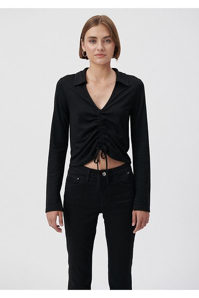Mavi Gathered Black Top Crop / Short Cut 1611746-900