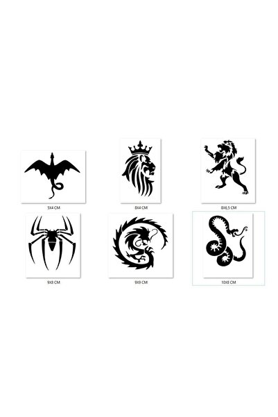 Airbrush Tattoo Kral Aslan Geçici Dövme Şablonu Seti Sadece Desen