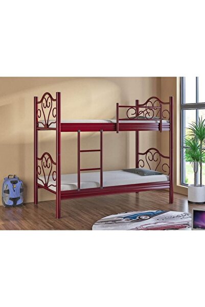 Genel Markalar Çift Kişilik 2 Katlı Bordo Metal Ranza