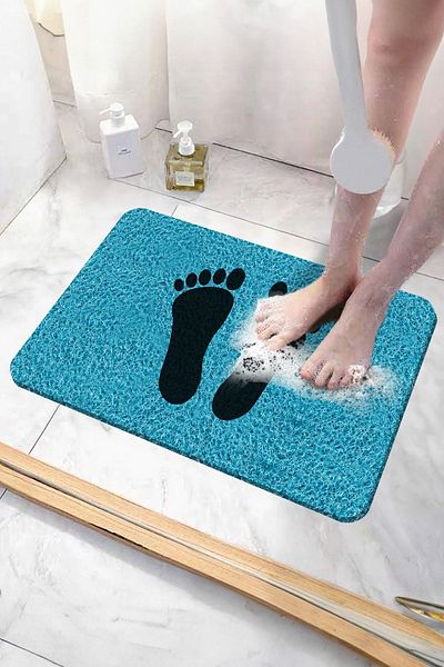 Paspas Yap Footprint Bathroom Mat Non-Slip Mat Water Absorbent Wet Floor Ablution Mat Curly Mat 40x60 Cm