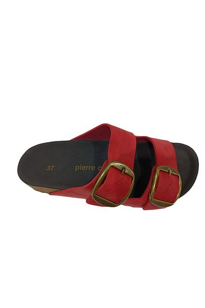 Pierre Cardin 6958 شبشب نسائي بإبزيم مزدوج أحمر