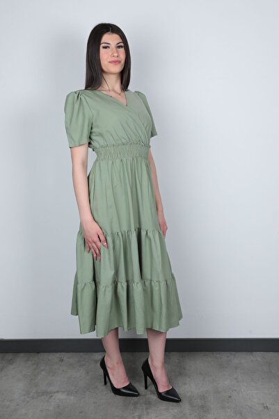 GİYSA Γυναικείο φόρεμα από τερικότον με λαιμόκοψη διπλό πέτο με λαιμόκοψη