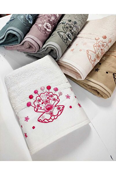 Çt Çeyizci Tekstil Набір з 6 вишитих бавовняних рушників для рук і обличчя