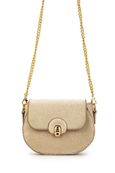 minebag Geantă de damă Mini Popy Crossbody - Curea cu lanț, auriu strălucitor