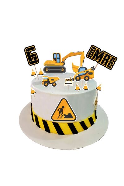 parti İnşaat Temalı Pasta Kürdan Süsü Seti