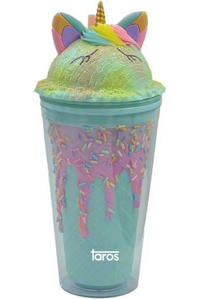 TAROS KIRTASİYE Unicorn Taros Milkshake Glass with Straw