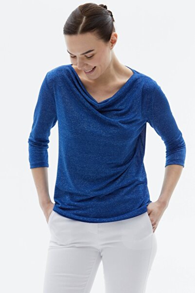 Selen Giyim Degaje Yaka Truvakar Kol Simli Penye Bluz