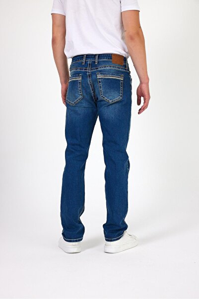 EXPLODE - Erkek Mavi Kalın İpli Likralı Regular Denim Pantolon