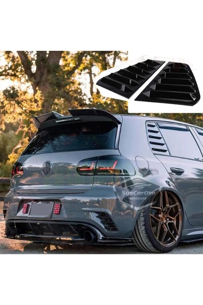 ŞüsCarOto Aksesuar Vw Golf 6 2008-2012 Uyumlu Kelebek Cam Izgarası Cam Vizörü Havalandırma Sağ Sol Takım Parlak Siyah