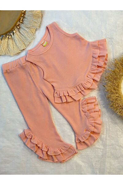 Portakal Bebek Firfirli Stylish Girl's Bottom Top Set