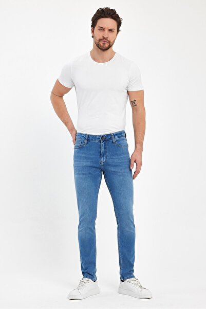 EXPLODE - Erkek Likralı Skinny Fit Denim Pantolon Açık Mavi