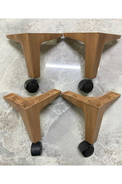 OnurEvimde Tekerlekli Sehpa Masa Ayağı, Akıllı Sehpa Ayağı, Sihirli Sehpa Ayağı AçıkKahve 4Adet 360 Derece 19Cm