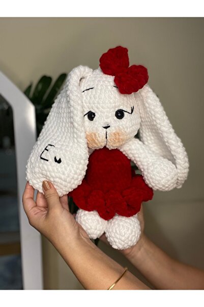 Homesinti 30cm amigurumi Balerin kırmızı elbiseli tavşan (isim işlemesi yapılır)