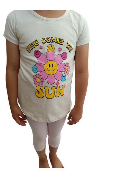 ribana Girl's Capri T-shirt and Printed Set