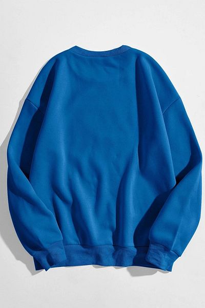 MODAGEN Uniszex Sax Blue Oversize Red Brooklyn nyomott pulóver