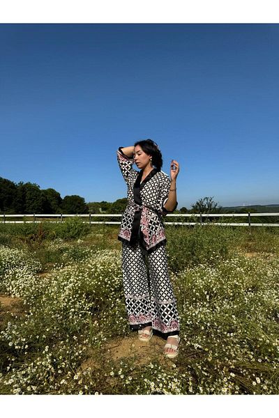 PANCAARTE GEOMETRIC PATTERN KIMONO SET