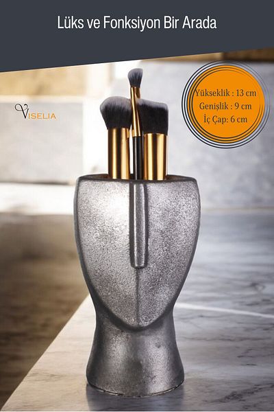 Viselia Ασημί Antique Πολύχρωμο Organizer Μακιγιάζ - Βούρτσα και Μοντέλο Πινέλου 23