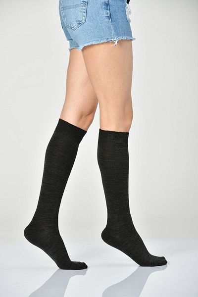 Moda1001 Women's Wool Knee Socks - Anthracite