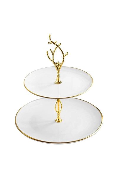 Laviss Ceramic Double Layer Cookie Holder White Gold