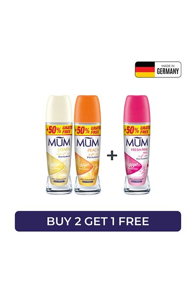 MUM Deodorant Roll on - B2G1 -75ml WOMEN (Fresh Pink Rose, Peach, Jasmine)