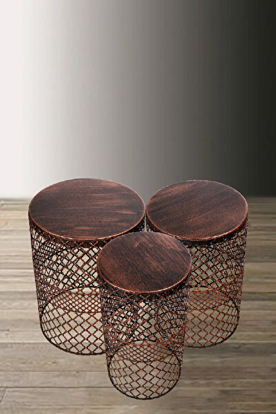 VENON Güven Avize Metal Modern Sehpa 3lü Takım Siyah Bakır Patine250x480)(300X480)(350X480)0053461
